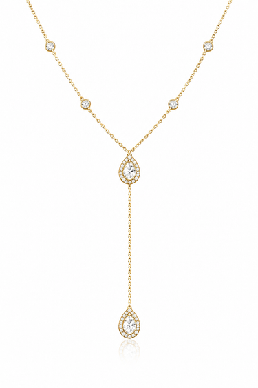COLLIER POIRE PENDANT OR BLANC
