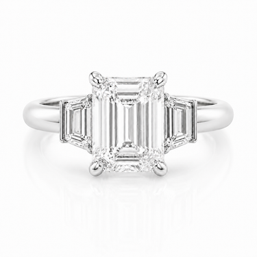 BAGUE SOLITAIRE EMERAUDE & TAPERS