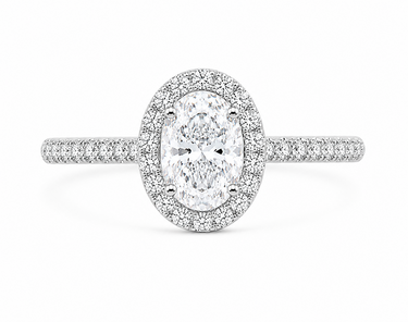 BAGUE SOLITAIRE OVALE SERTIE DE DIAMANTS 0,70CTS