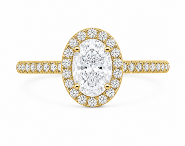 BAGUE SOLITAIRE OVALE SERTIE DE DIAMANTS OR JAUNE 0,70CTS