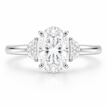 BAGUE SOLITAIRE OVALE DEMI LUNE